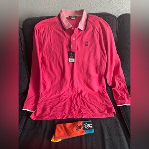 Psycho bunny shirts, long sleeves, new with socks, bright pink